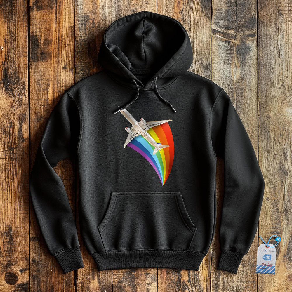 Plane Flying Rainbow - Pullover Hoodie