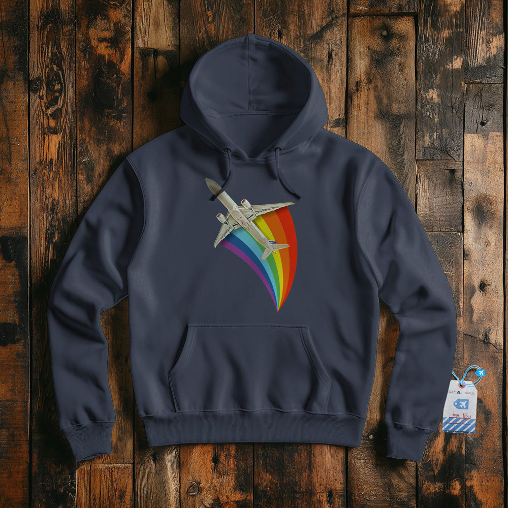 Plane Flying Rainbow - Pullover Hoodie