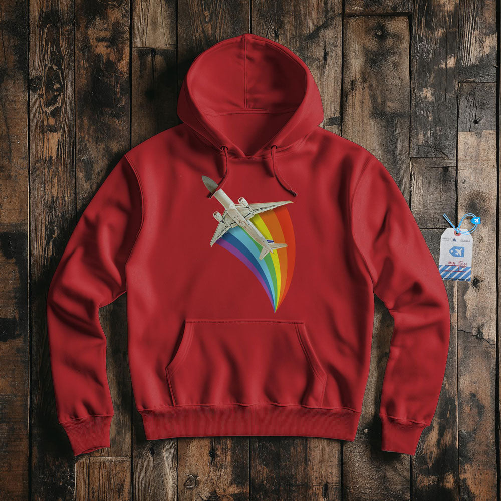 Plane Flying Rainbow - Pullover Hoodie