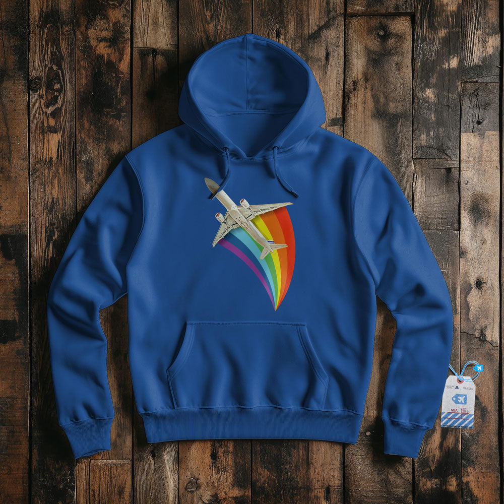 Plane Flying Rainbow - Pullover Hoodie