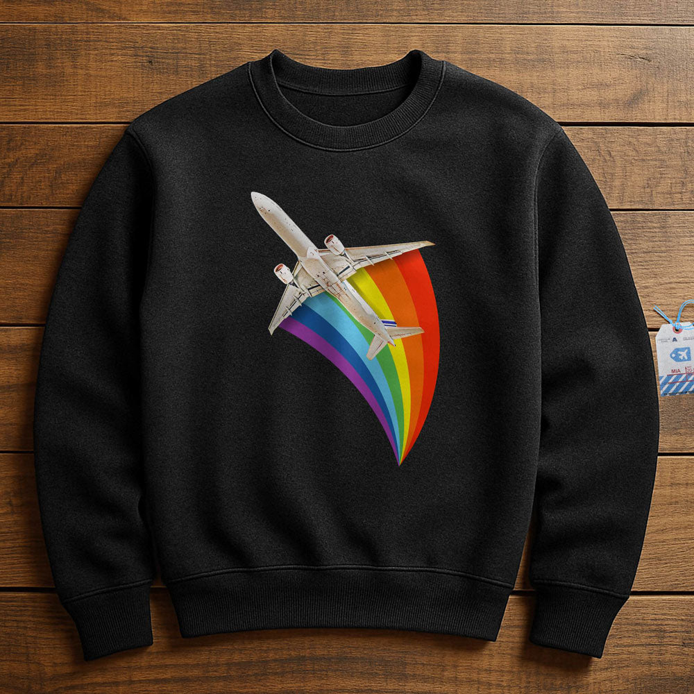 Plane Flying Rainbow - Sweatshirt