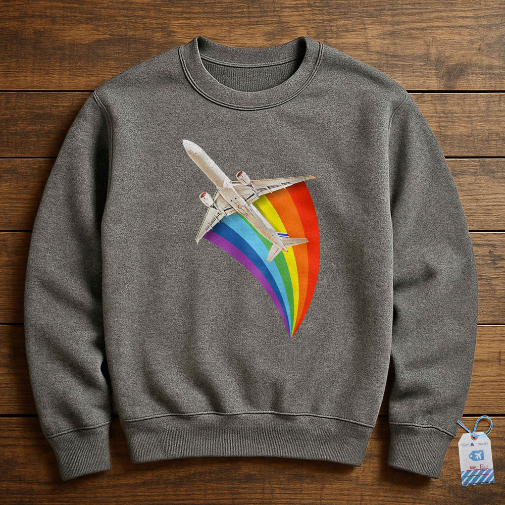 Plane Flying Rainbow - Sweatshirt