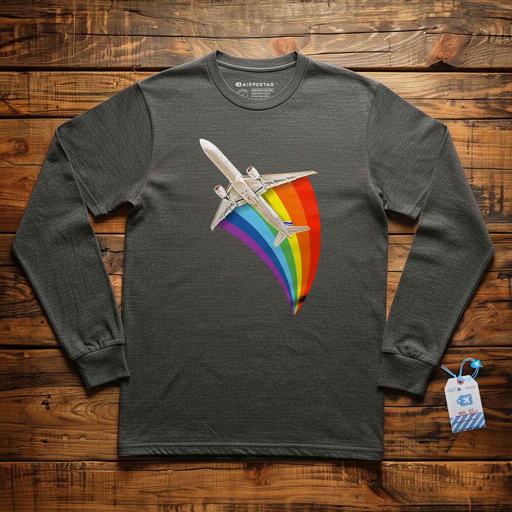 Plane Flying Rainbow - Long Sleeve T-Shirt