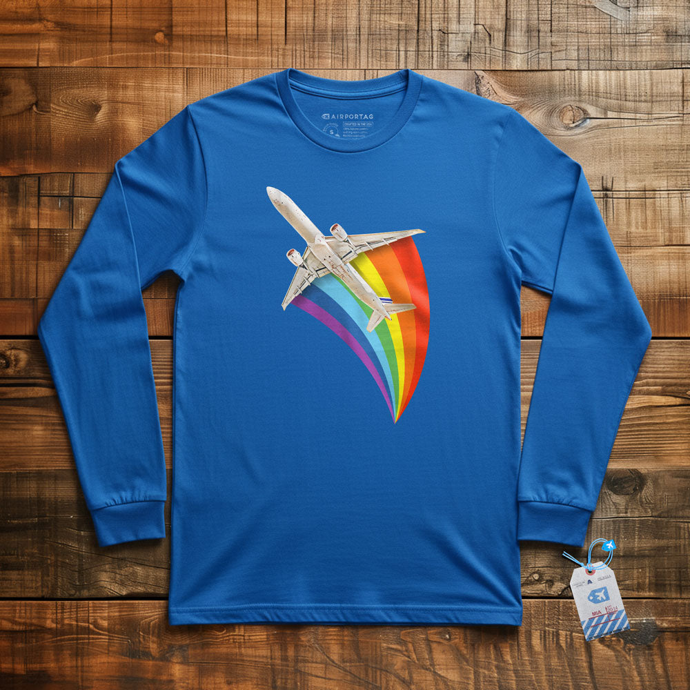 Plane Flying Rainbow - Long Sleeve T-Shirt