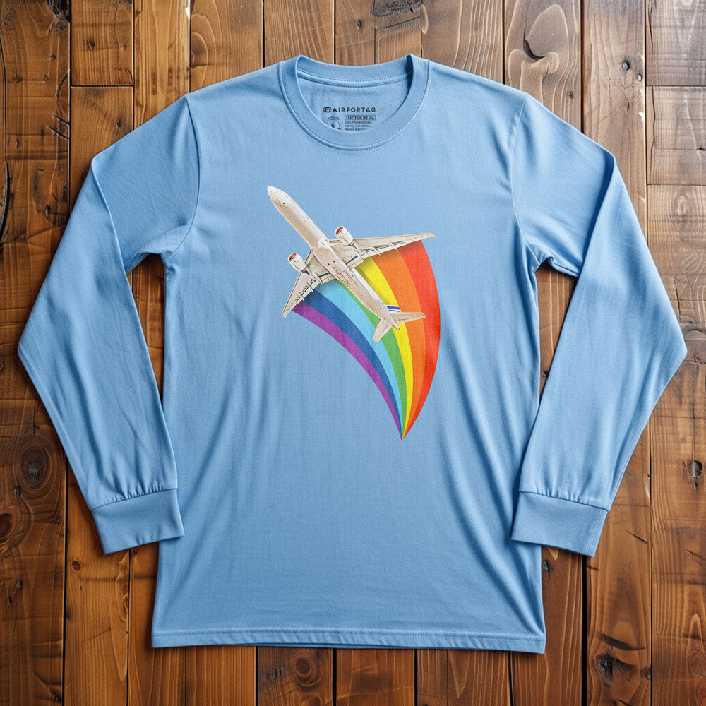Plane Flying Rainbow - Long Sleeve T-Shirt