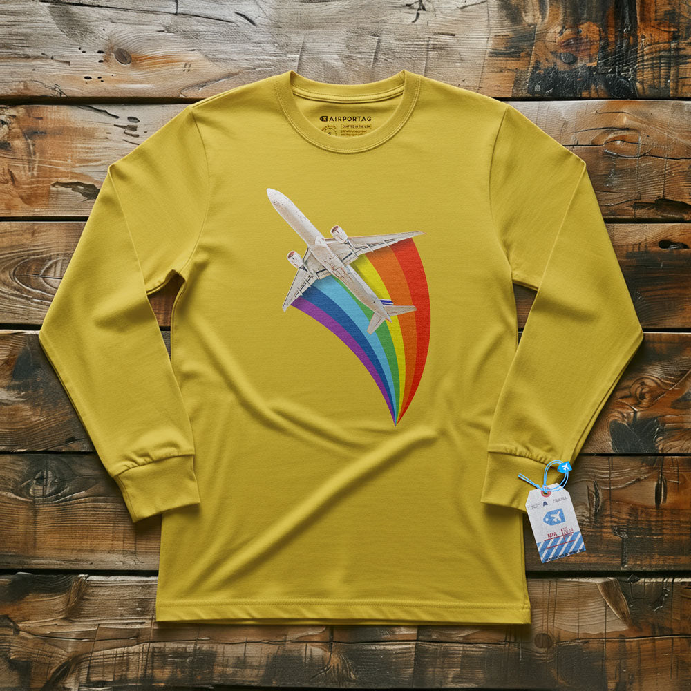 Plane Flying Rainbow - Long Sleeve T-Shirt