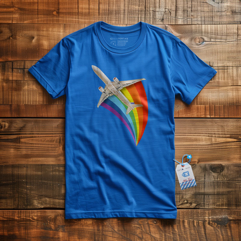 Plane Flying Rainbow - T-Shirt