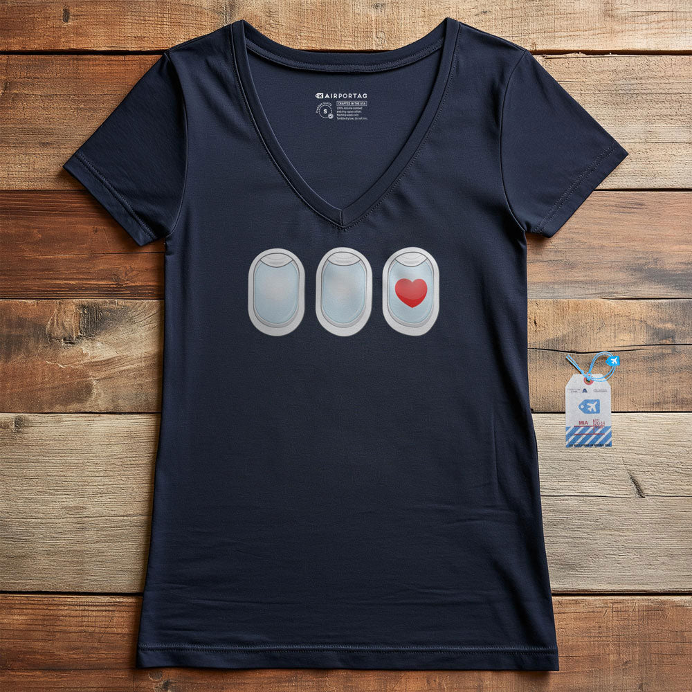 Plane Windows Heart - Women's V-Neck T-Shirt