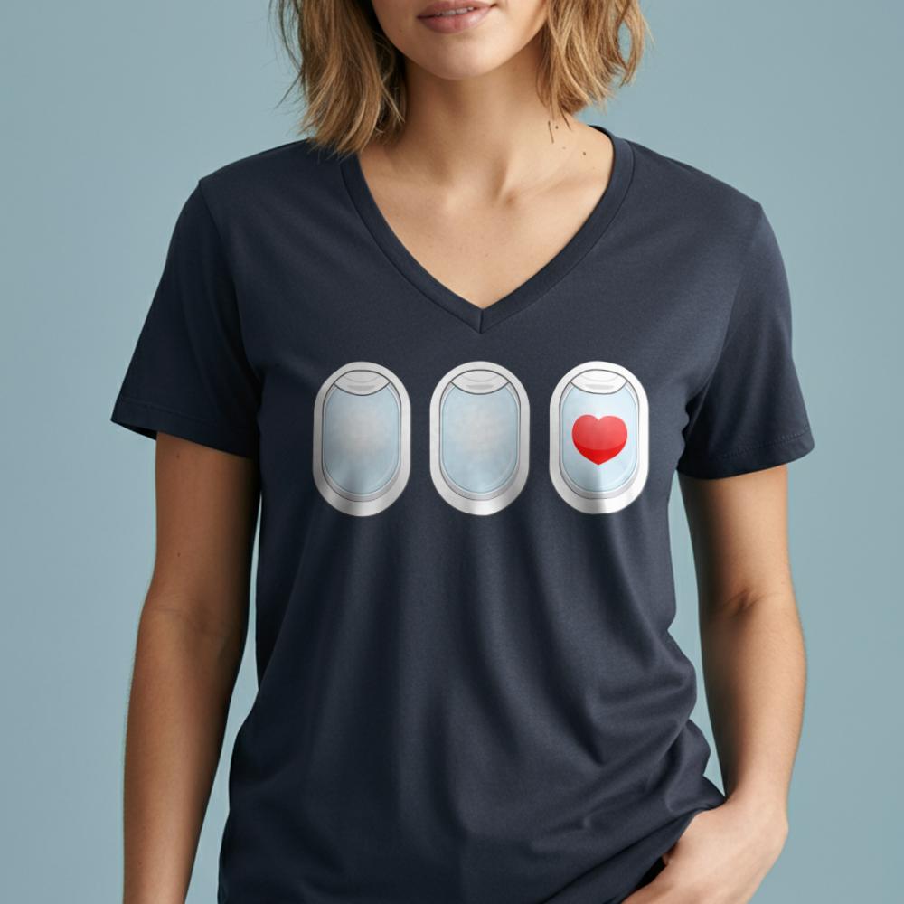 Plane Windows Heart - Women's V-Neck T-Shirt