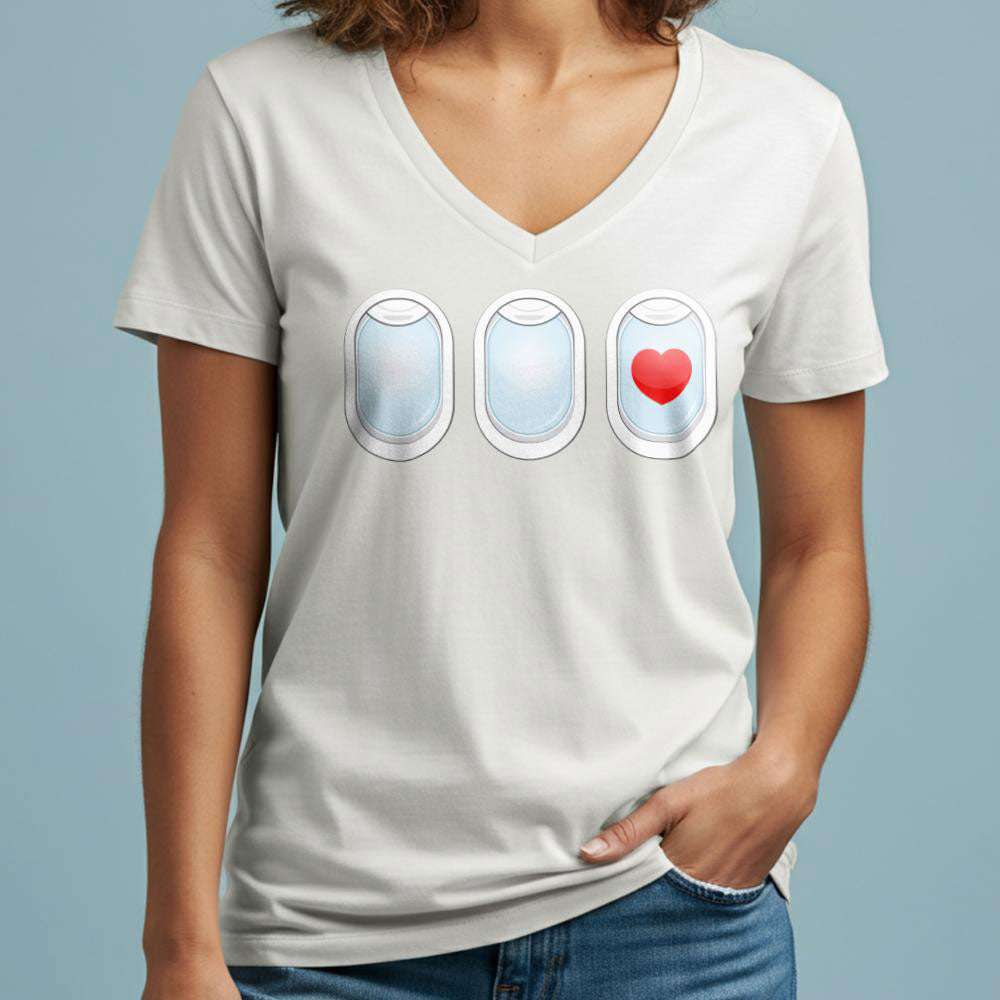 Plane Windows Heart - Women's V-Neck T-Shirt