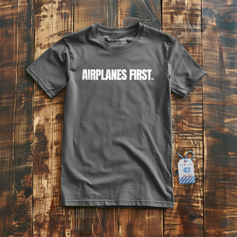 Airplanes First - T-Shirt - Asphalt
