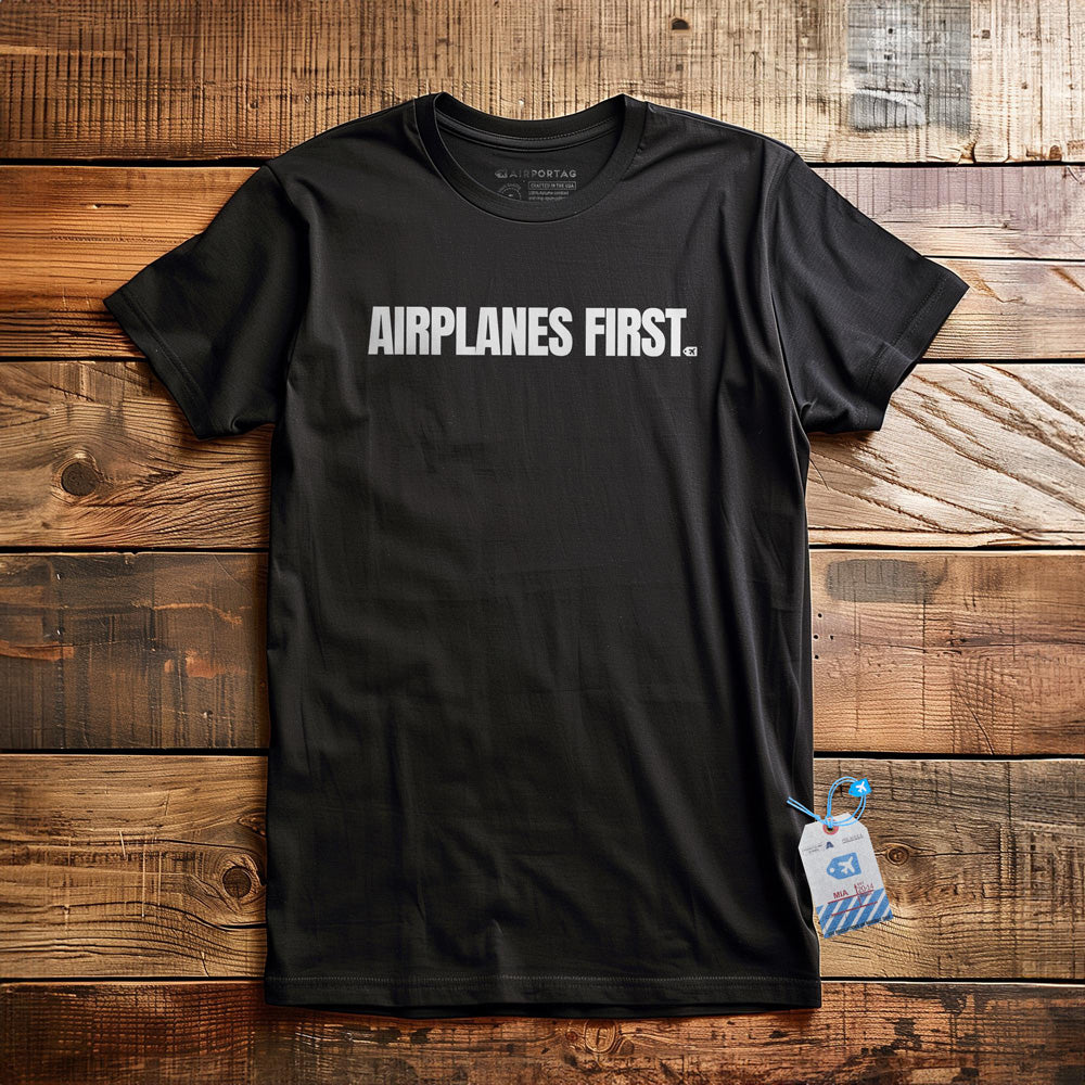 Airplanes First - T-Shirt - Black