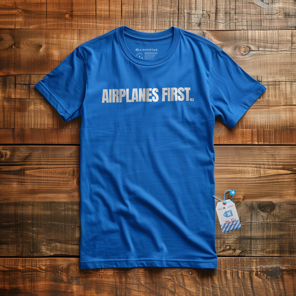 Airplanes First - T-Shirt - True Royal
