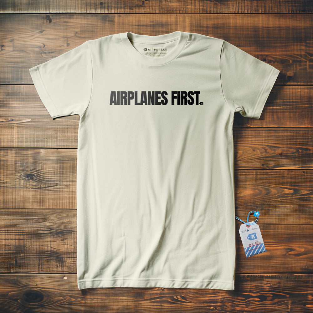 Airplanes First - T-Shirt - Vintage White