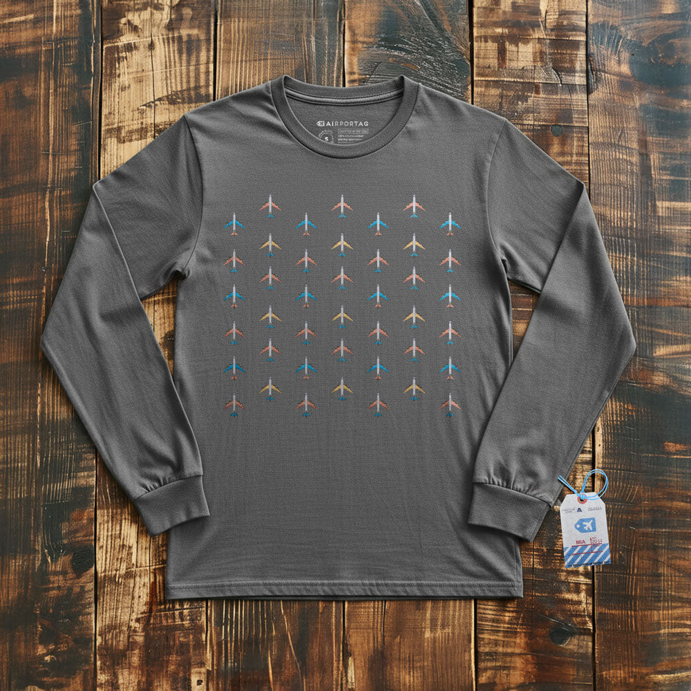 Planes Grey Sky - Long Sleeve T-Shirt