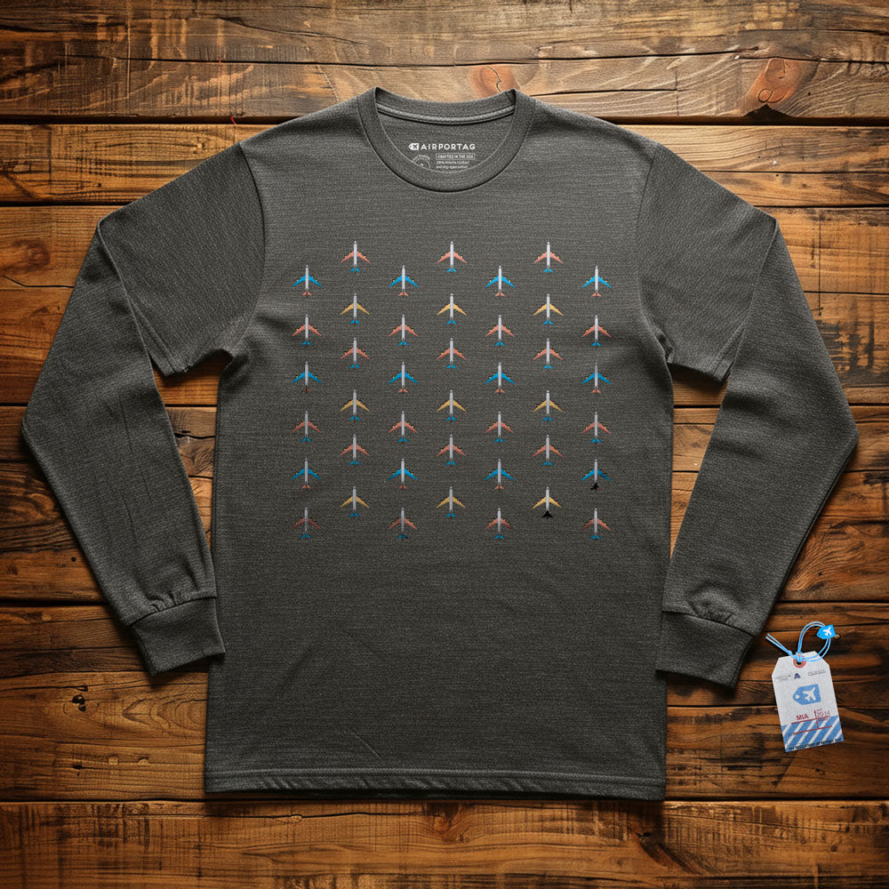Planes Grey Sky - Long Sleeve T-Shirt