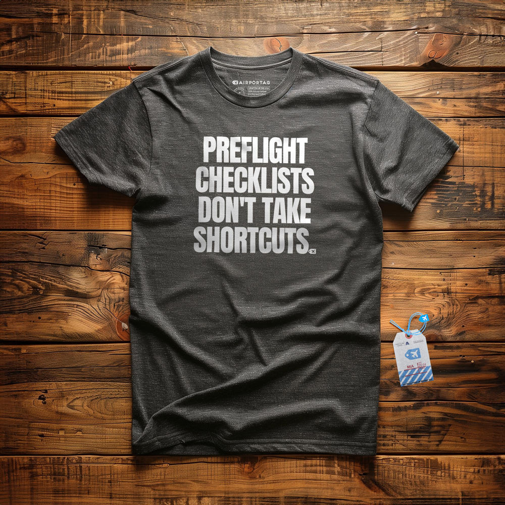 Preflight Checklists Don't Take Shortcuts - T-Shirt - Dark Grey Heather
