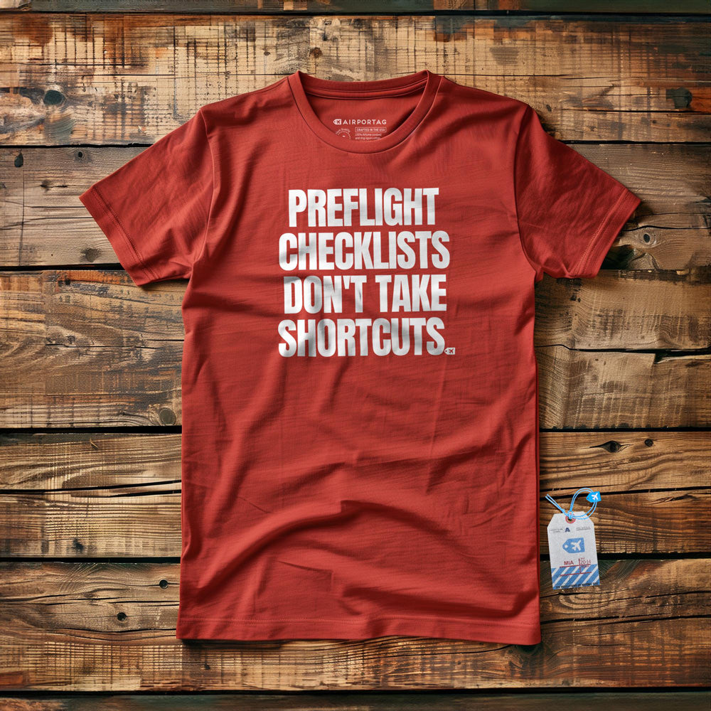 Preflight Checklists Don't Take Shortcuts - T-Shirt - Red