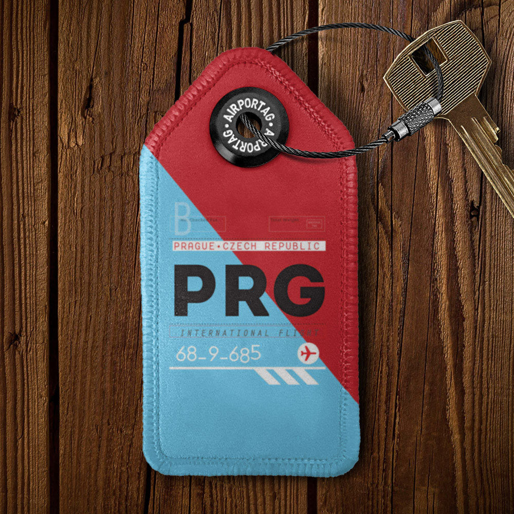 PRG - Václav Havel Airport Prague - Leather Keychain