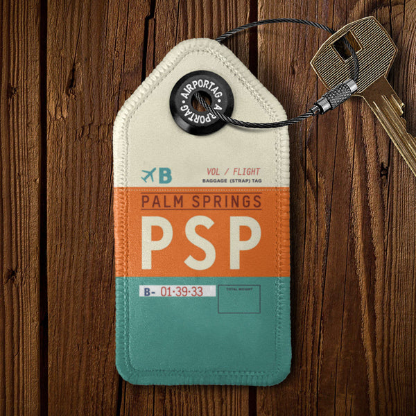 PSP - Palm Springs Airport - Leather Keychain