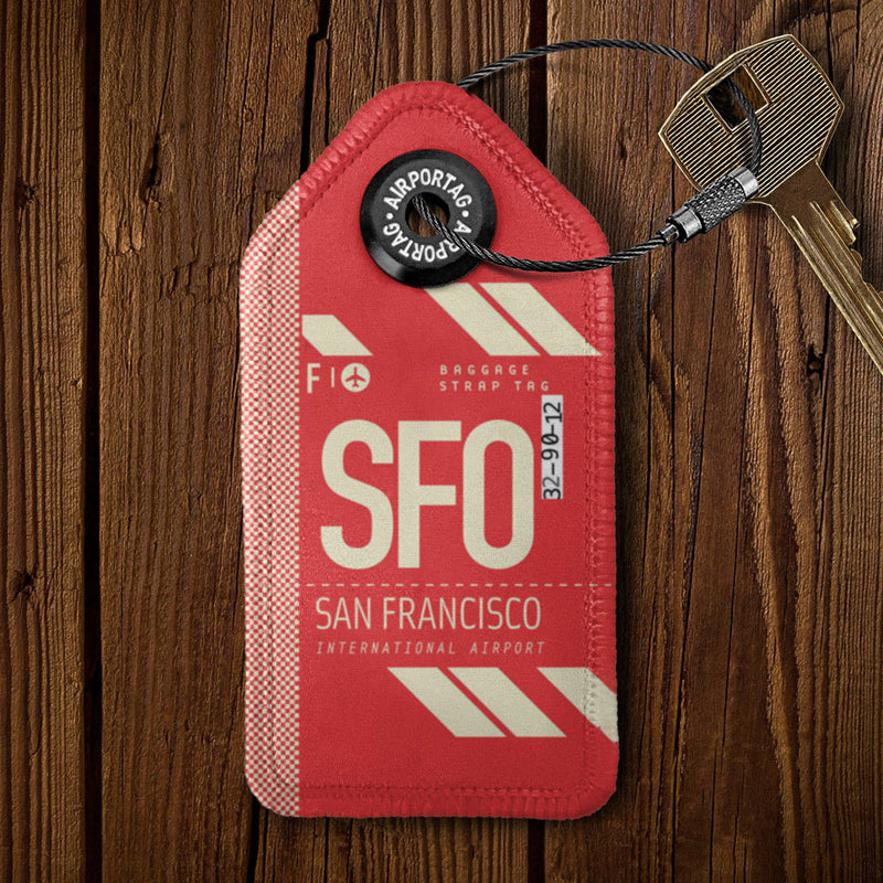 SFO - San Francisco Airport - California - Leather Keychain