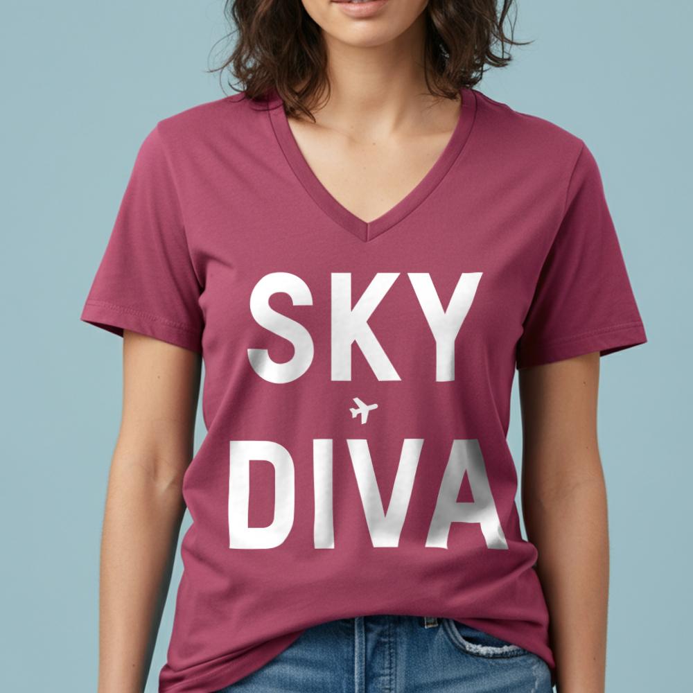 Sky Diva - Women's V-Neck T-Shirt