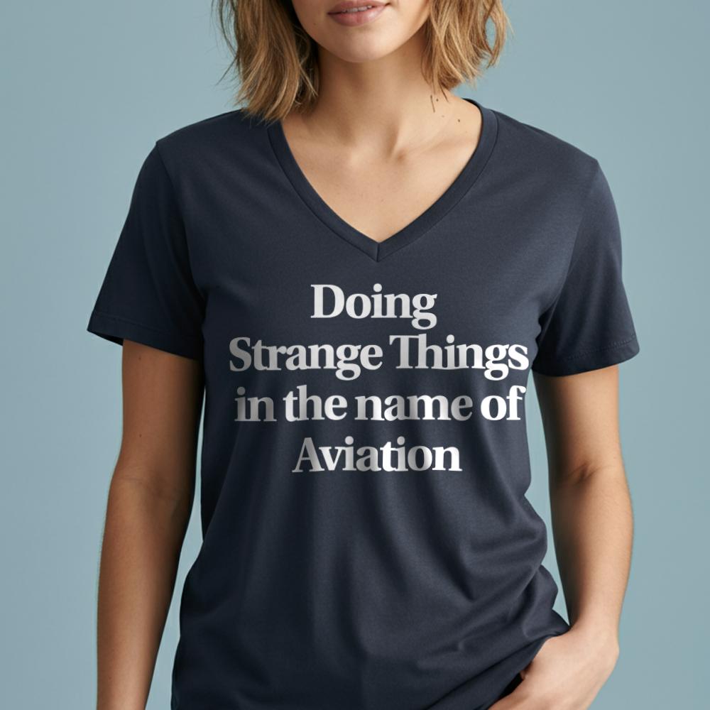 Strange Things Aviation - Women's V-Neck T-Shirt