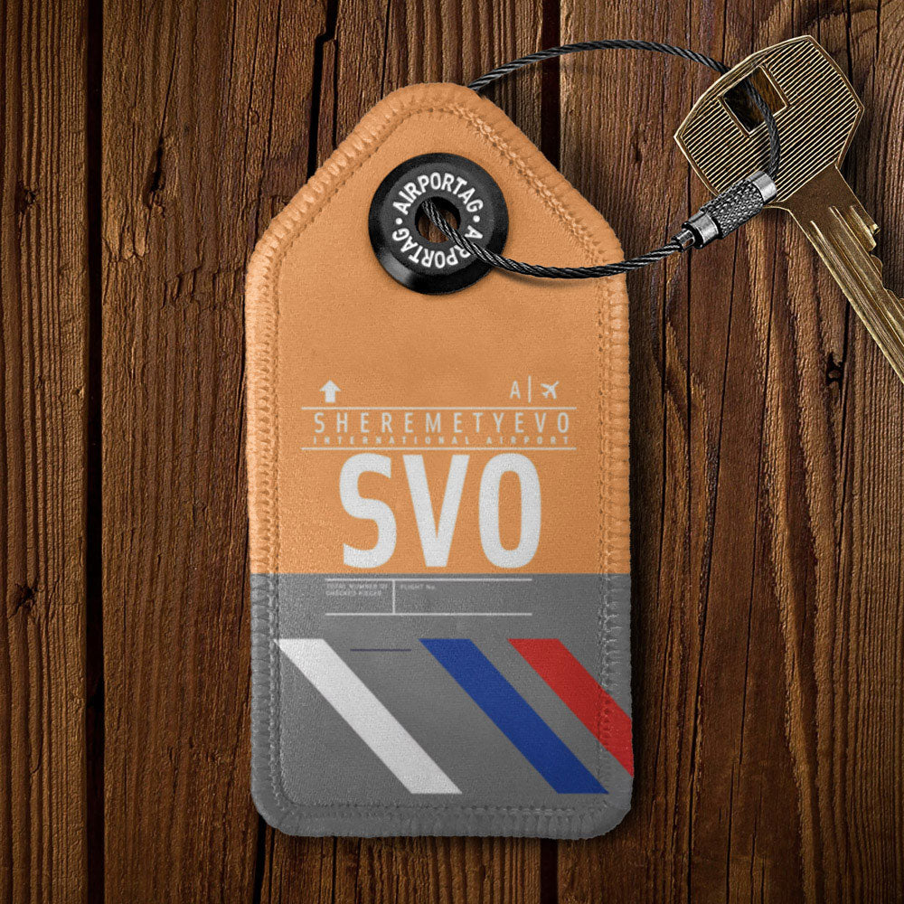 SVO - Sheremetyevo Intl Airport - Moscow, Russia - Leather Keychain