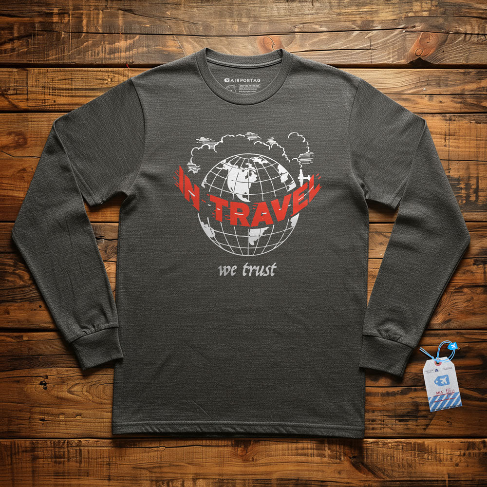In Travel We Trust - Vintage Globe - Long Sleeve T-Shirt