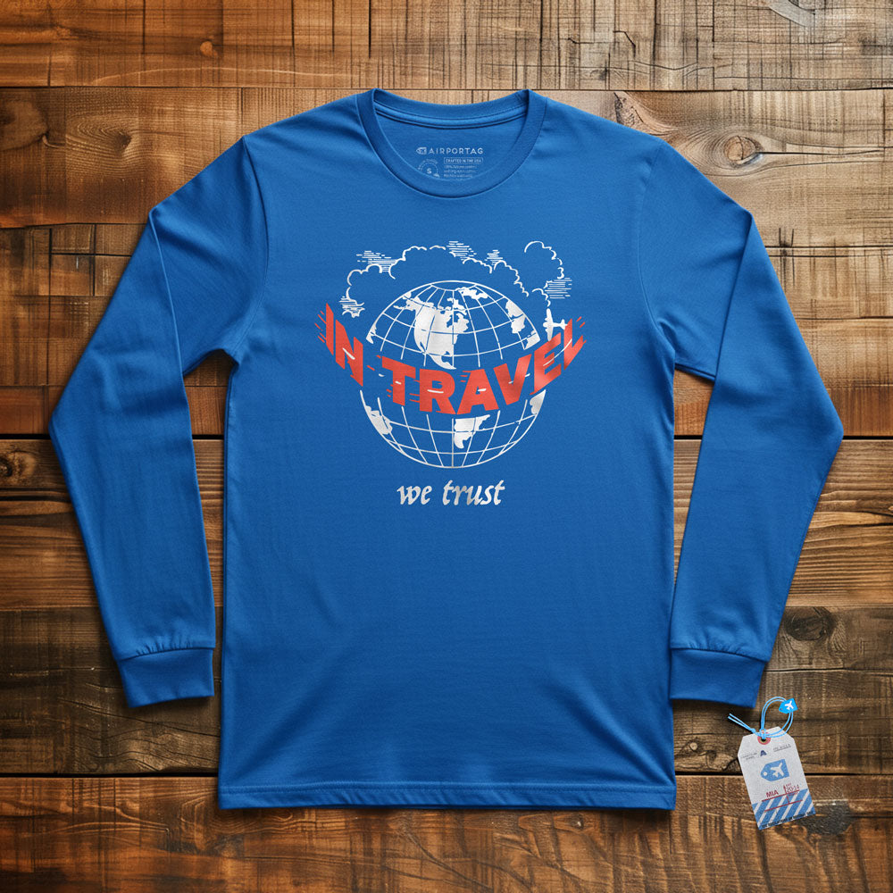 In Travel We Trust - Vintage Globe - Long Sleeve T-Shirt