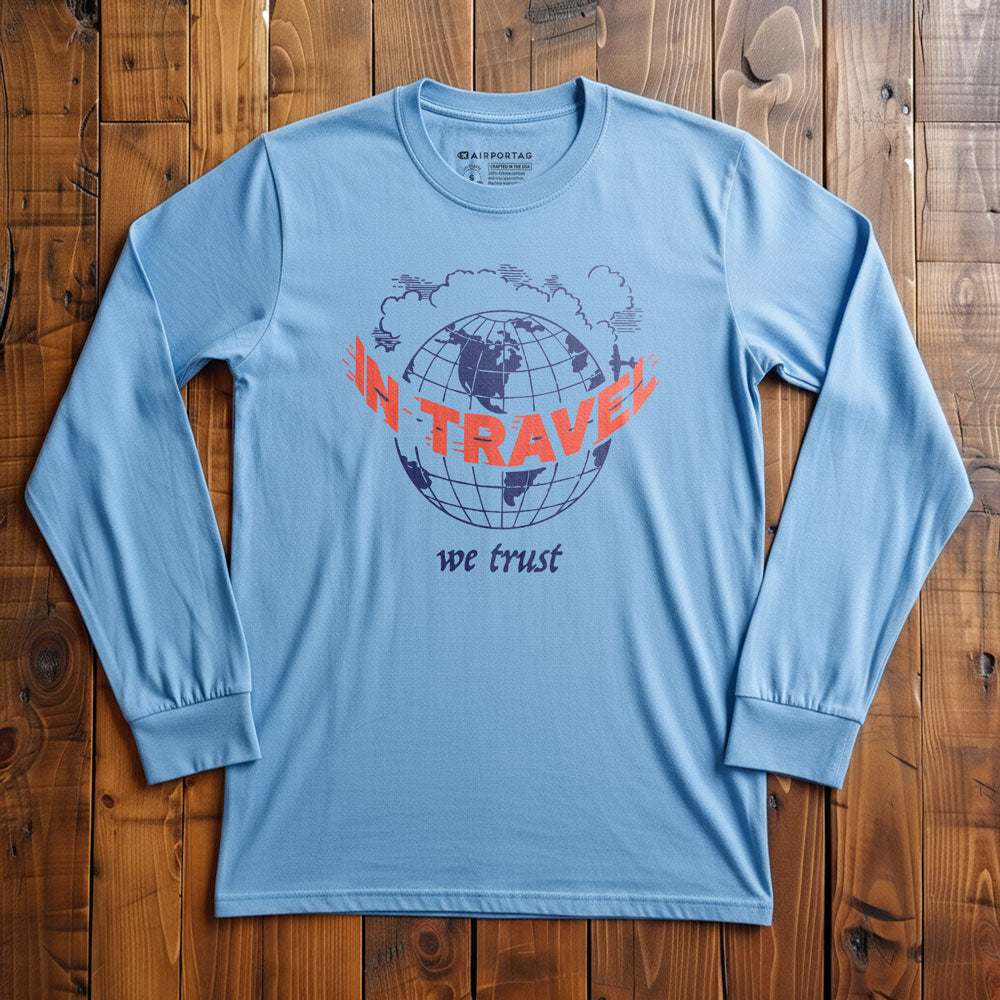 In Travel We Trust - Vintage Globe - Long Sleeve T-Shirt