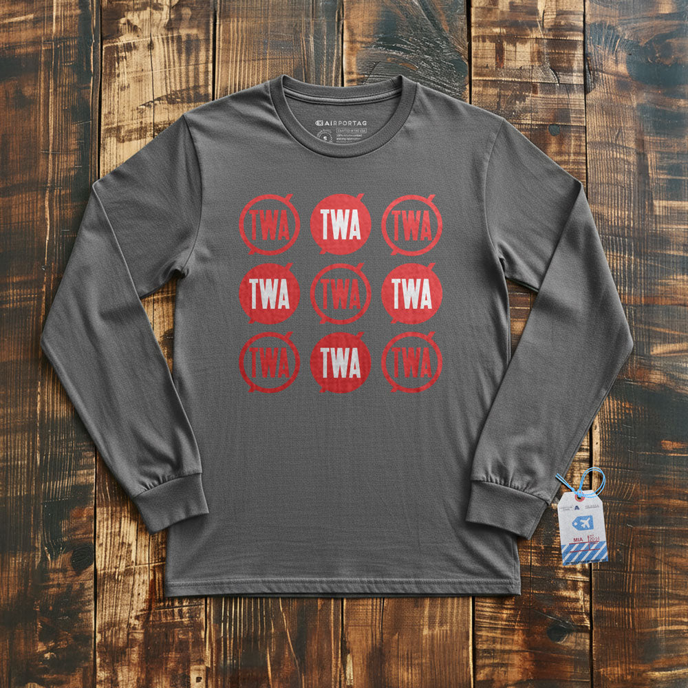 TWA Round Logo Pattern - Long Sleeve T-Shirt