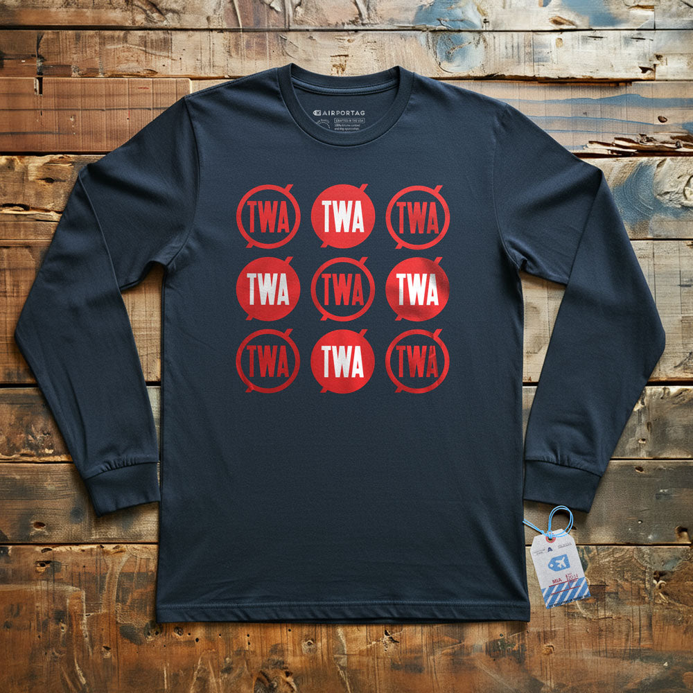 TWA Round Logo Pattern - Long Sleeve T-Shirt