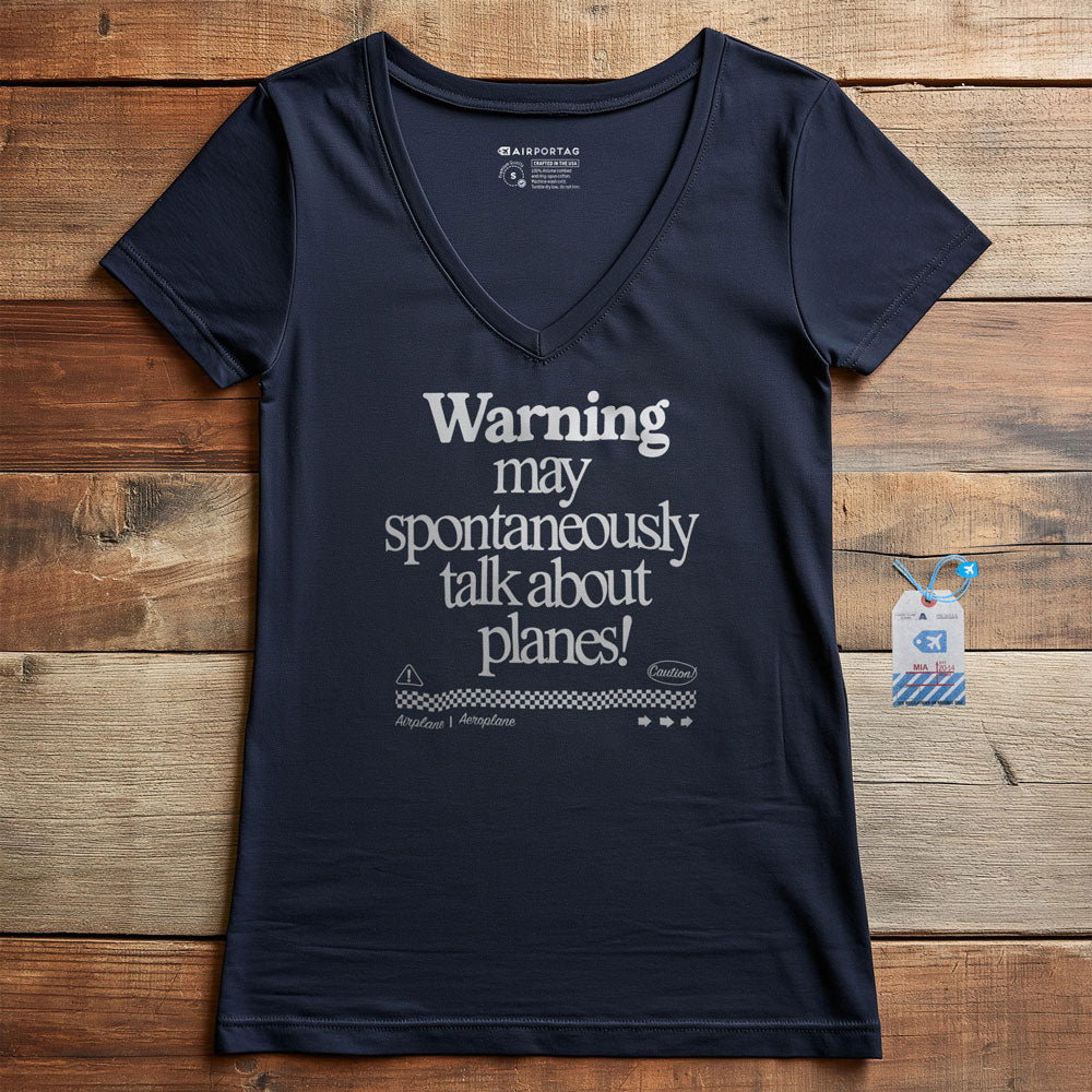 Warning May Talk About Airplanes - Women's V-Neck T-Shirt