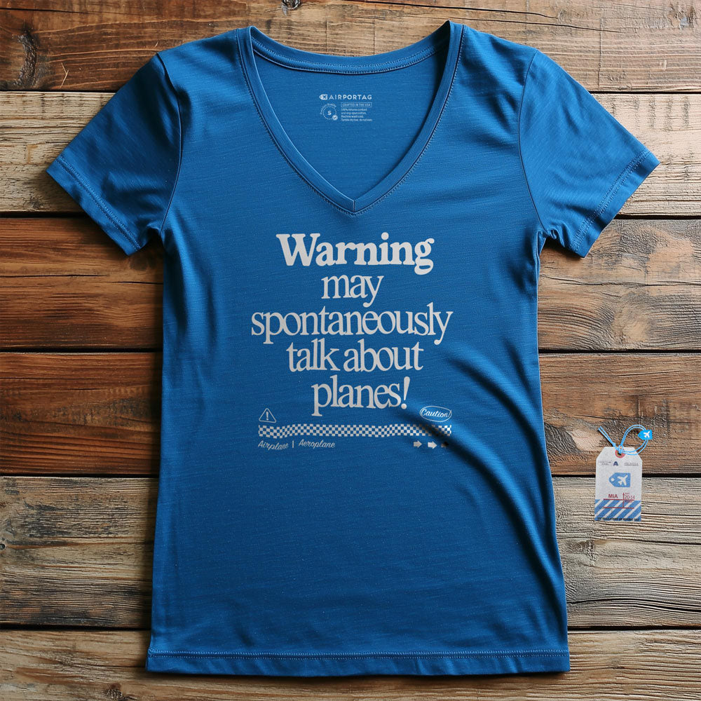 Warning May Talk About Airplanes - Women's V-Neck T-Shirt