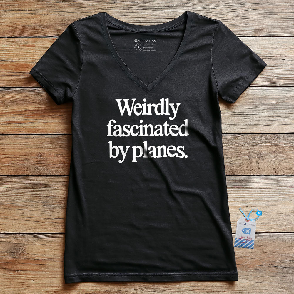 Weirdly Fascinated by Planes - Women's V-Neck T-Shirt