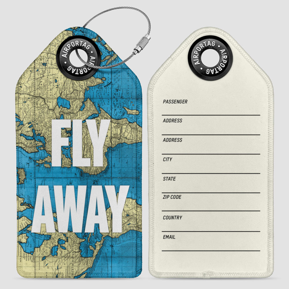 Fly Away - World Map - Luggage Tag
