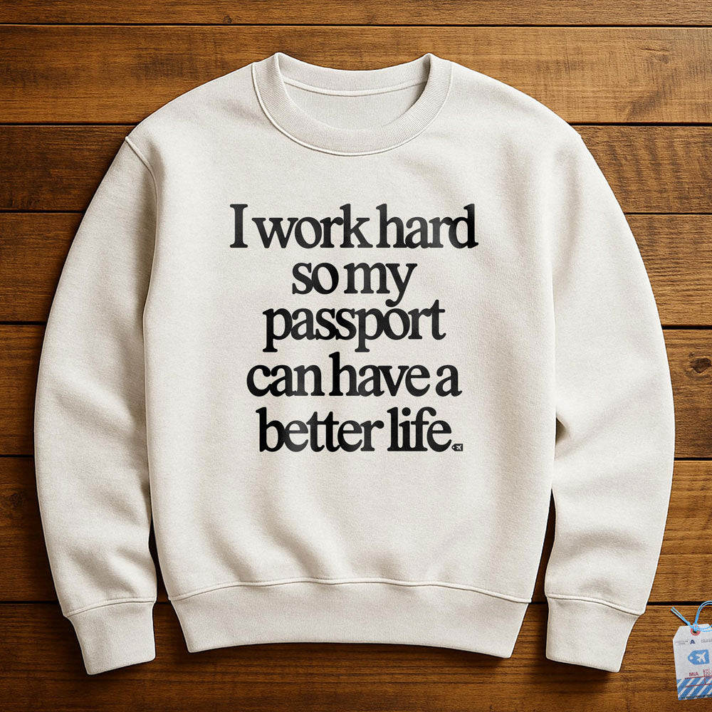 Work Hard Passport - Sweatshirt - White