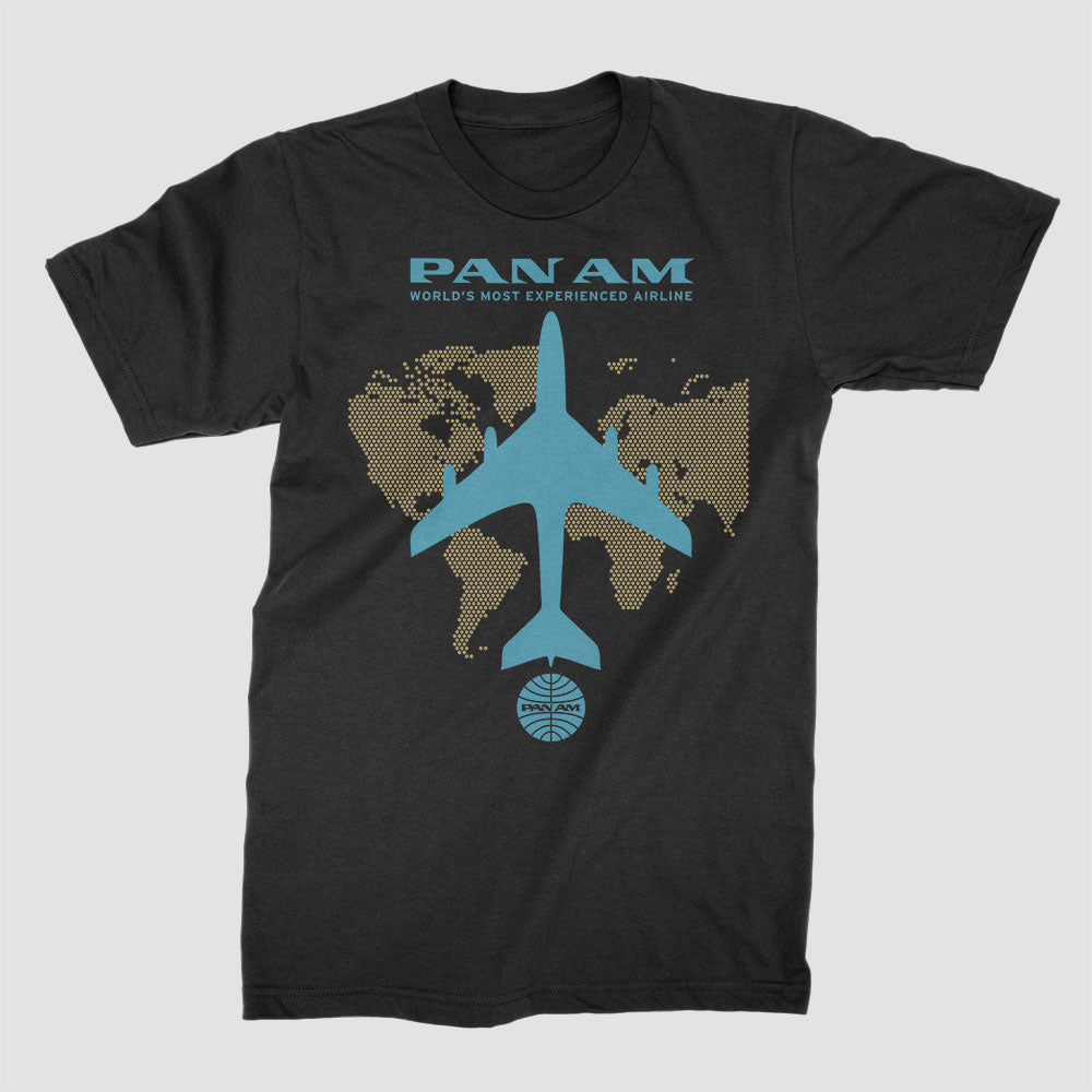 世界地図飛行機パンナム - T シャツ