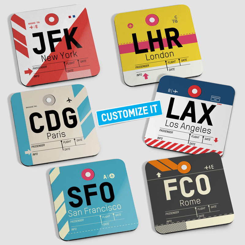 IATA Code - 6 Coasters Set
