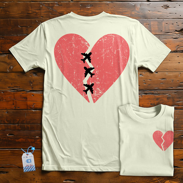 Tシャツ(半袖+袖なし) epine label Heart and Broken heart tee Broken Heart Graphic Novelty Tee With Bandage, Unisex T-shirt for