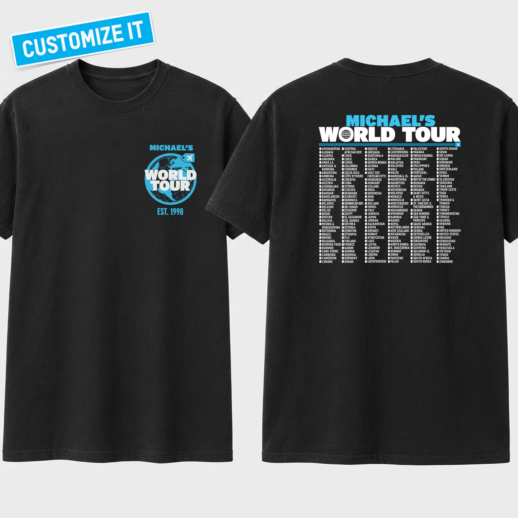 My Custom World Tour Travel - T-Shirt