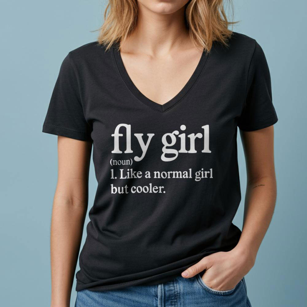 Fly Girl - Women's V-Neck T-Shirt