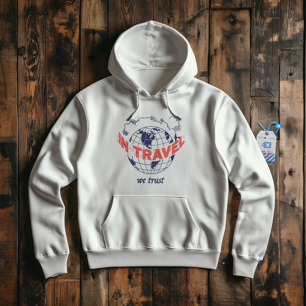 In Travel We Trust - Vintage Globe - Pullover Hoodie