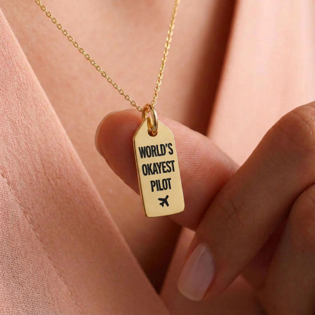 World's Okayest Pilot - Mini Tag - Charm