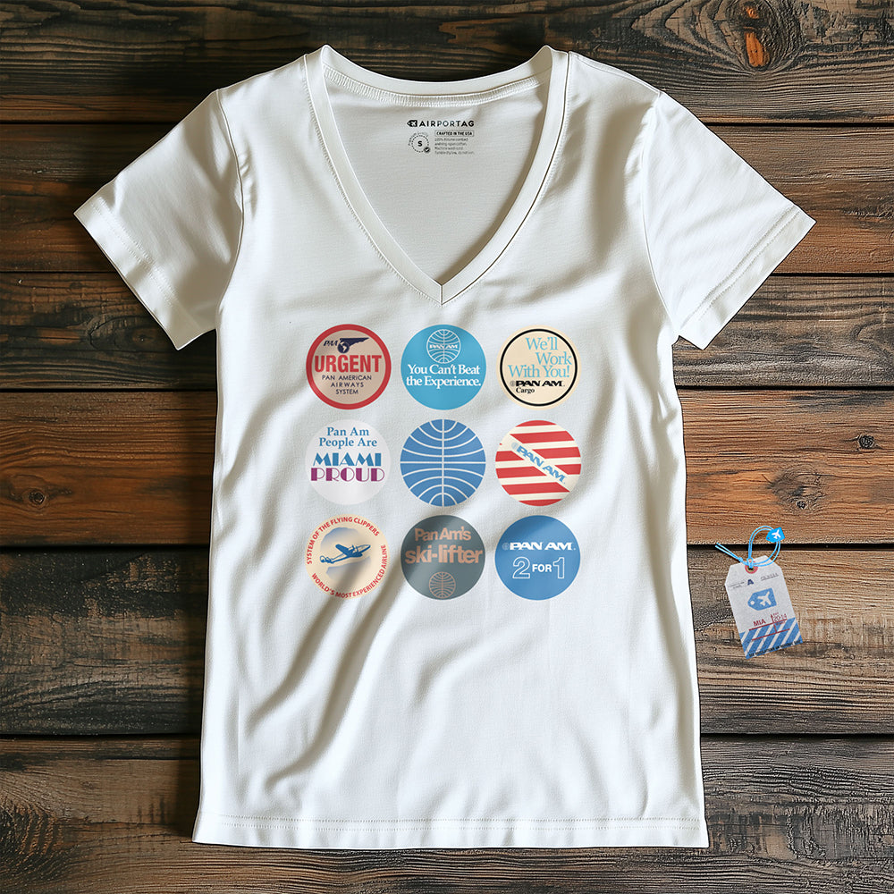 Pan Am Circles Badge - Women's V-Neck T-Shirt