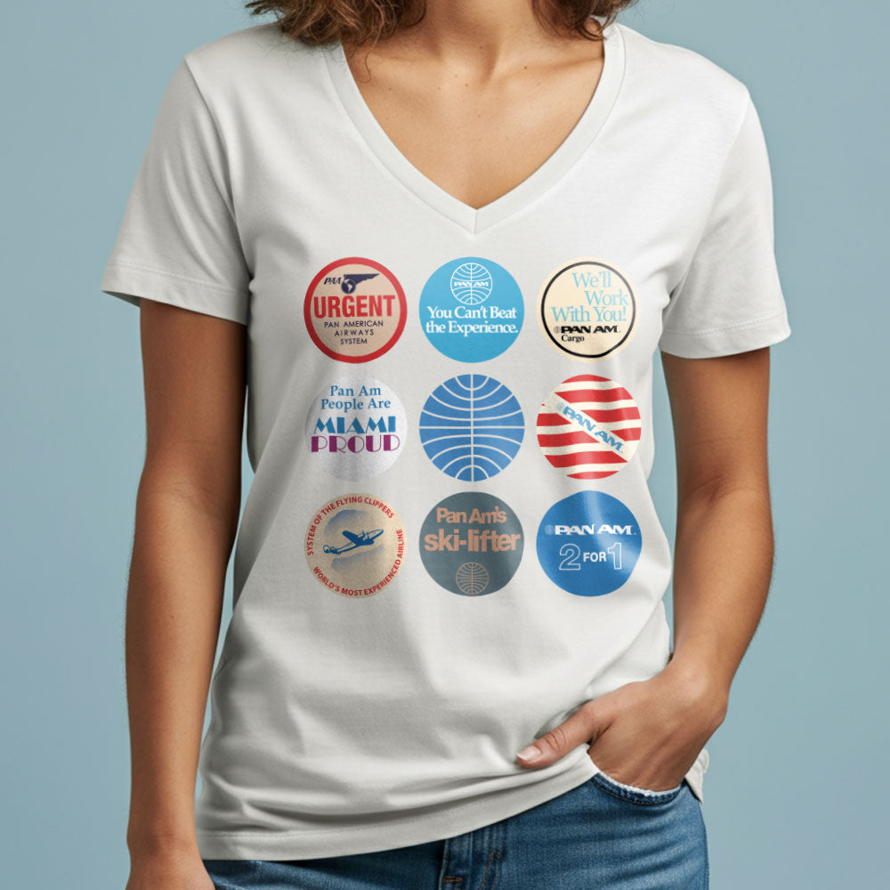 Pan Am Circles Badge - Women's V-Neck T-Shirt