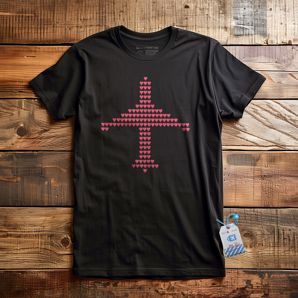 Plane Shape Hearts Emoji - T-Shirt