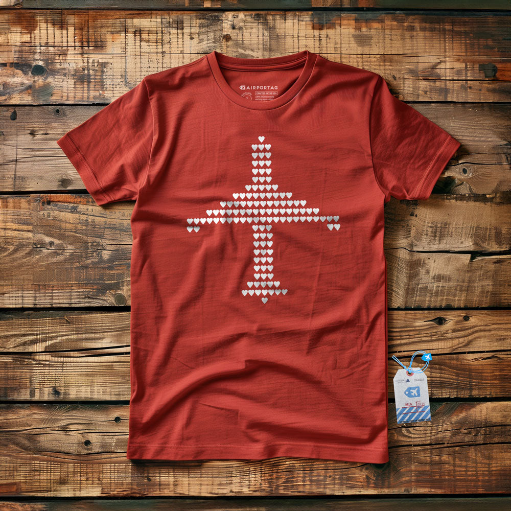 Plane Shape Hearts Emoji - T-Shirt