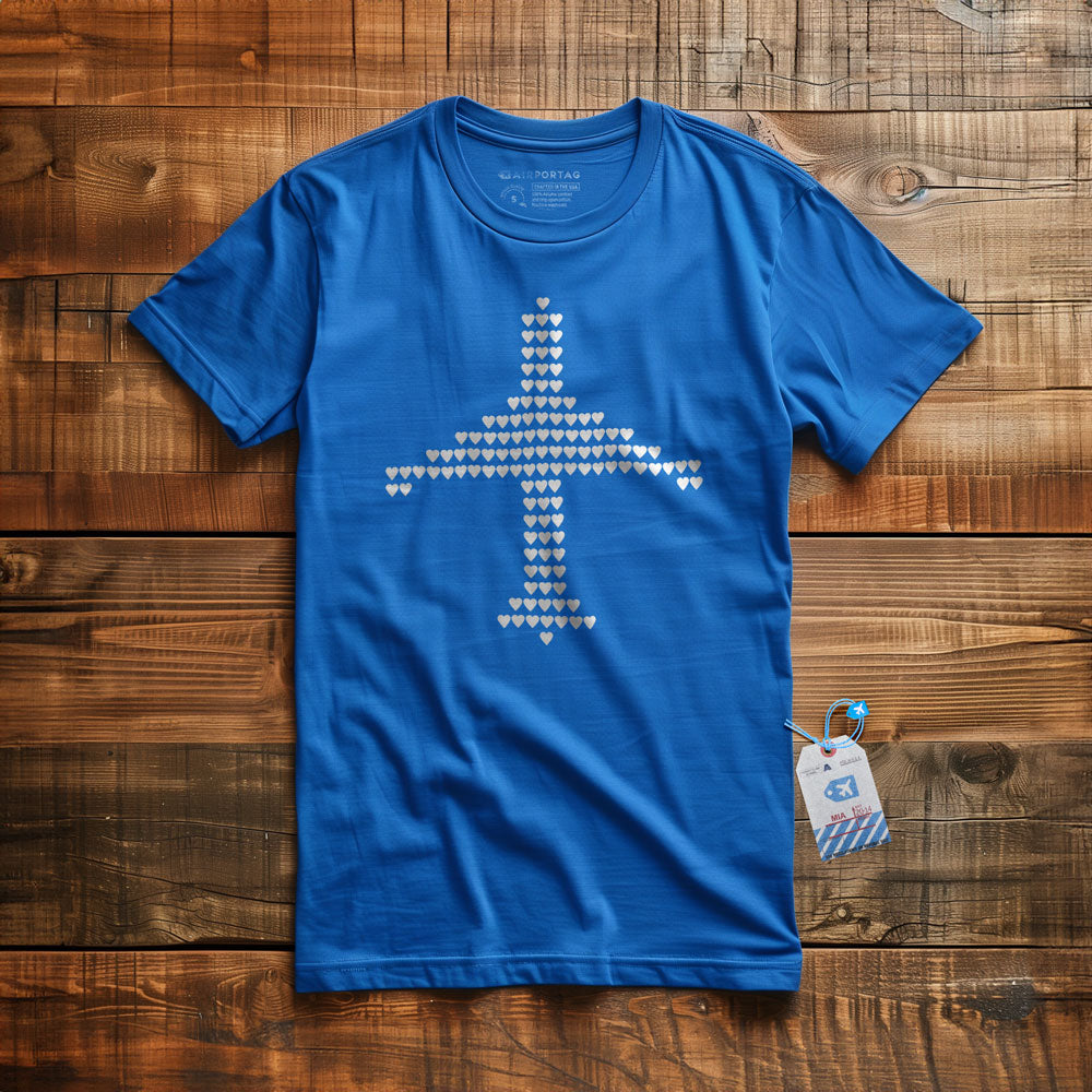 Plane Shape Hearts Emoji - T-Shirt